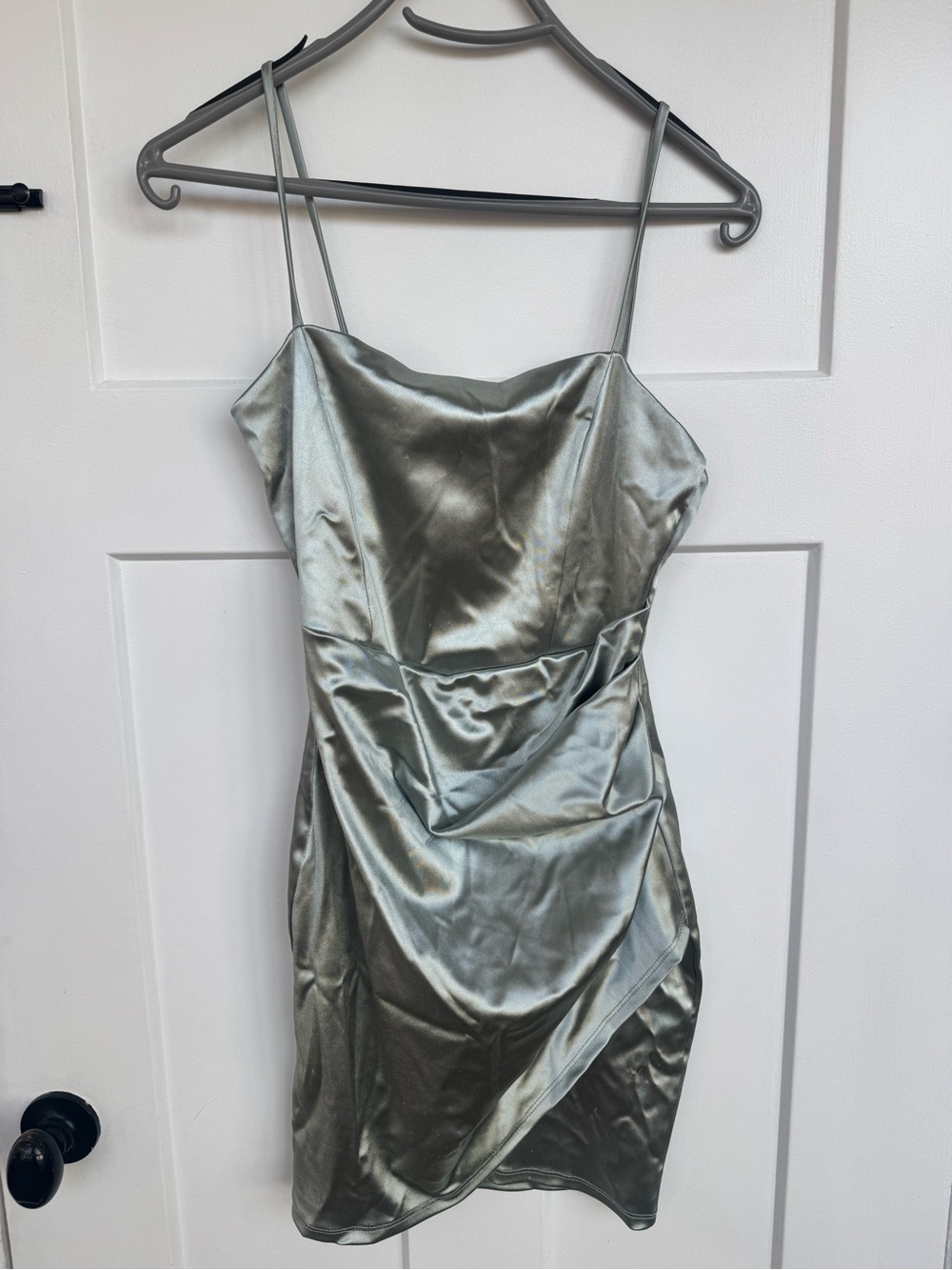 Windsor Small Green Satin Mini Dress - Picture 6 of 6